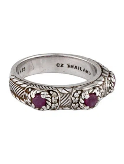 Pre-owned Judith Ripka Ruby & Cubic Zirconia Band Ring In Multicolor