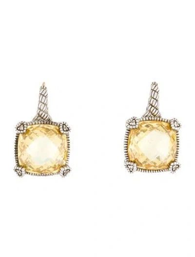 Pre-owned Judith Ripka Sapphire & Canary Crystal Drop Earrings In Multi