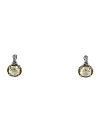 Pre-owned Judith Ripka Sapphire & Canary Crystal Earclips In Multi