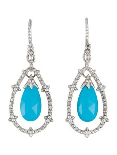 Pre-owned Judith Ripka Sapphire & Resin Drop Earrings In Multi