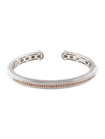 Pre-owned Judith Ripka Sapphire Cuff Bracelet, 7.5" In Multi