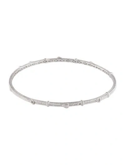 Pre-owned Judith Ripka Sapphire Heart Bangle Bracelet, 8" In Multi