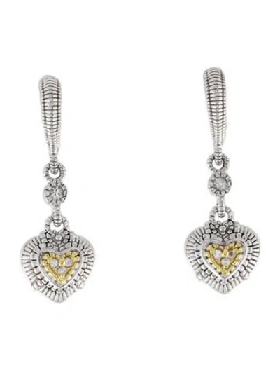 Pre-owned Judith Ripka Sapphire Heart Drop Earrings In Multi