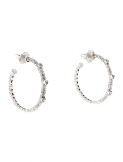 Pre-owned Judith Ripka Sapphire Heart Hoop Earrings In Multicolor