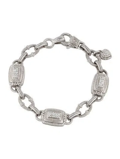 Pre-owned Judith Ripka Sapphire Link Bracelet, 6.75" In Multicolor