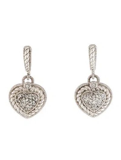 Pre-owned Judith Ripka Sapphire Pavé Heart Drop Earrings In Multicolor
