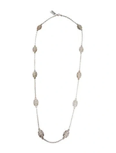 Pre-owned Judith Ripka Sapphire Station Necklace, 34" In Clear