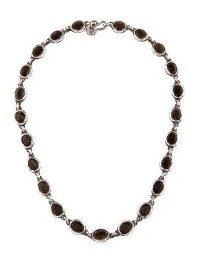 Pre-owned Judith Ripka Smoky Quartz Collar Necklace, 16.5" In Multi