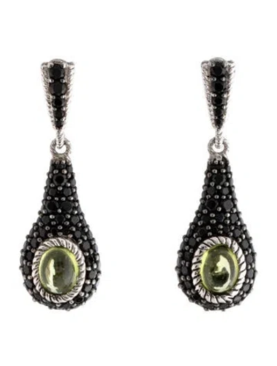 Pre-owned Judith Ripka Spinel & Peridot Drop Earrings In Multicolor