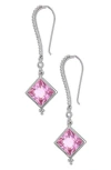 Judith Ripka Square Cubic Zirconia & White Topaz Drop Earrings In Pink