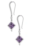 Judith Ripka Square Cubic Zirconia & White Topaz Drop Earrings In Purple