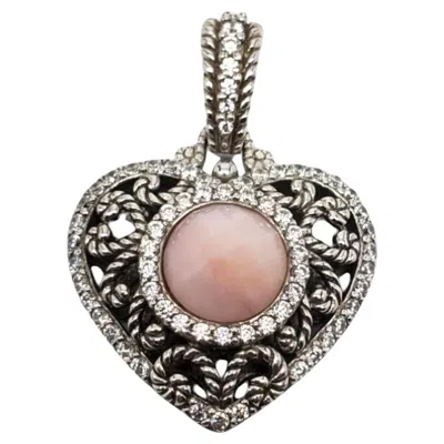Pre-owned Judith Ripka Sterling Silver Agate & Cz Heart Pendant #18711 In Multi