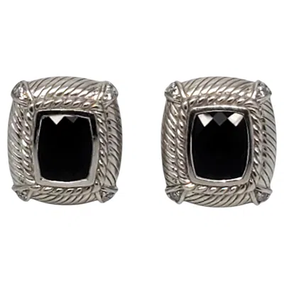 Pre-owned Judith Ripka Sterling Silver Black Onyx And Cz Rope Earrings #24194