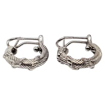 Pre-owned Judith Ripka Sterling Silver Cable Hoop Earrings #24576 In Multiple