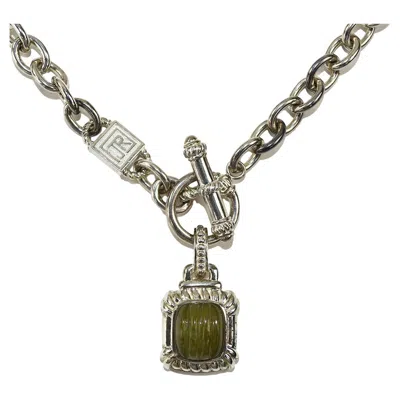 Pre-owned Judith Ripka Sterling Silver Chalcedony Pendant Necklace In Multi