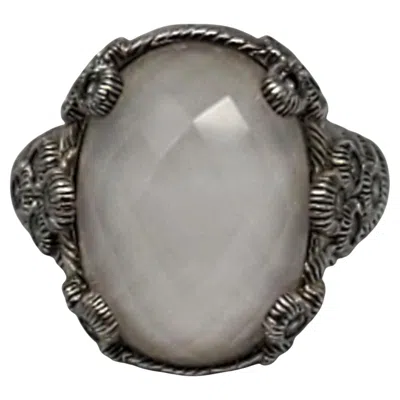 Pre-owned Judith Ripka Sterling Silver Clear Cz Rope Statement Ring Size 6 #23438 In Multi