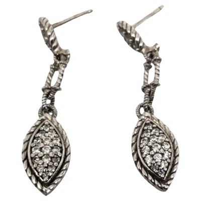 Pre-owned Judith Ripka Sterling Silver Cz Hanging Earrings # 18963 In Multi