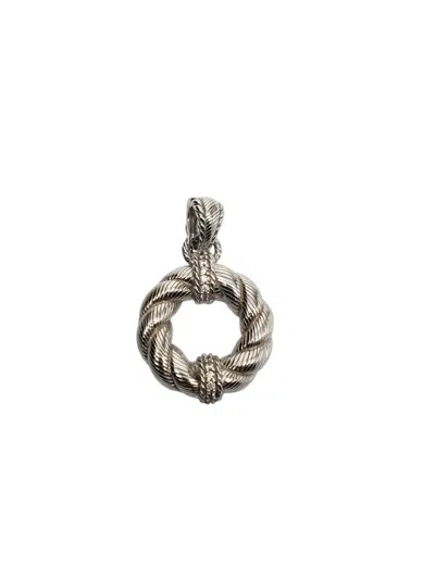 Pre-owned Judith Ripka Sterling Silver Cz Wreath Design Pendant / Enhancer #18753 In Multi