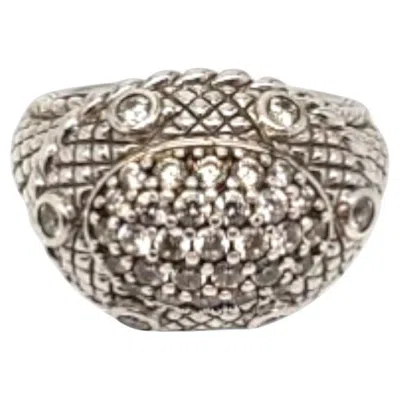 Pre-owned Judith Ripka Sterling Silver Pave Cubic Zirconia Dome Ring #18674 In Multi
