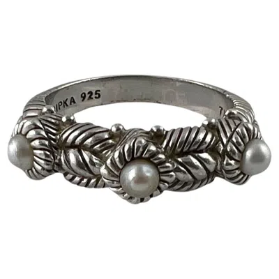 Pre-owned Judith Ripka Sterling Silver Pearl Ring Size 7 3/4 #12816 In Multi