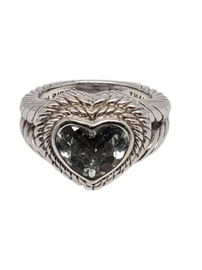 Pre-owned Judith Ripka Sterling Silver Prasiolite Heart Ring Size 7.25 #21003 In Multi