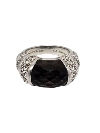 Pre-owned Judith Ripka Sterling Silver Smokey Topaz & Cz Ring Size 7 #21031 In Multi