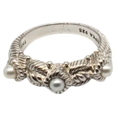 Pre-owned Judith Ripka Sterling Silver White Pearl Ring Size 8 # 18704