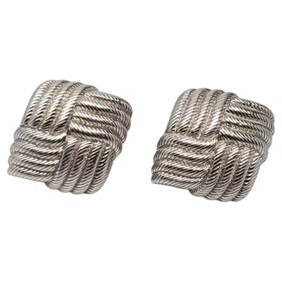 Pre-owned Judith Ripka Sterling Silver Woven Rope Earrings #24198 In Multi