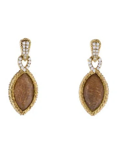 Pre-owned Judith Ripka Sunstone & Cubic Zirconia Drop Earclip Earrings In Multicolor