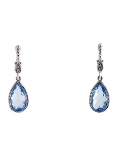 Pre-owned Judith Ripka Synthetic Quartz & Colorless Sapphire Drop Earrings In Multi