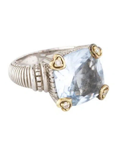 Pre-owned Judith Ripka Synthetic Quartz & Diamond Cocktail Ring In Multi