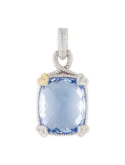 Pre-owned Judith Ripka Synthetic Quartz & Diamond Enhancer Pendant In Multi