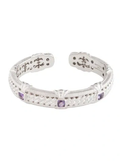 Pre-owned Judith Ripka Synthetic Quartz Cuff Bracelet, 6.75" In Multi