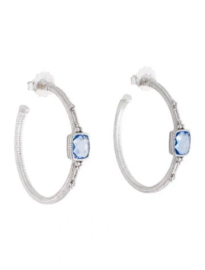 Pre-owned Judith Ripka Synthetic Quartz Hoop Earrings In Multicolor