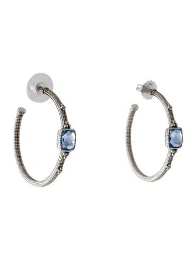 Pre-owned Judith Ripka Synthetic Quartz Hoop Earrings In Multicolor