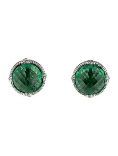 Pre-owned Judith Ripka Synthetic Quartz Stud Earrings In Multicolor