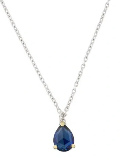 Pre-owned Judith Ripka Synthetic Sapphire Pendant Necklace, 17.5" In Multi