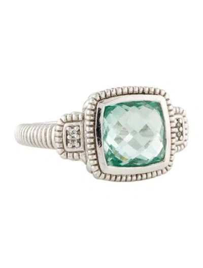 Pre-owned Judith Ripka Synthetic Spinel & Topaz Cocktail Ring In Multi