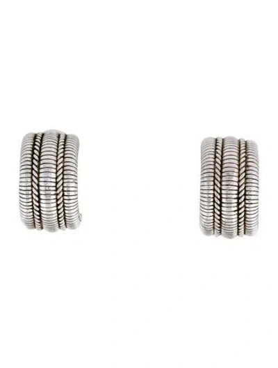 Pre-owned Judith Ripka Textured Earclips In Multi