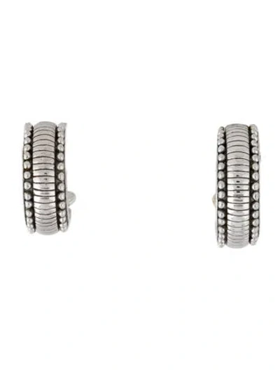 Pre-owned Judith Ripka Textured Earclips In Multicolor