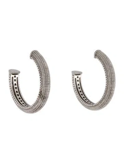 Pre-owned Judith Ripka Textured Hoop Earrings In Multi