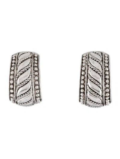 Pre-owned Judith Ripka Textured Huggie Earrings In Multicolor