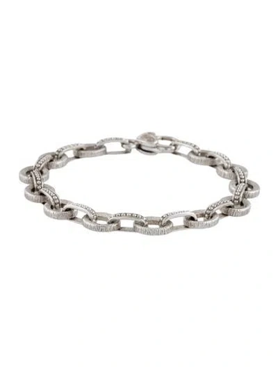 Pre-owned Judith Ripka Textured Link Bracelet, 7" In Multicolor