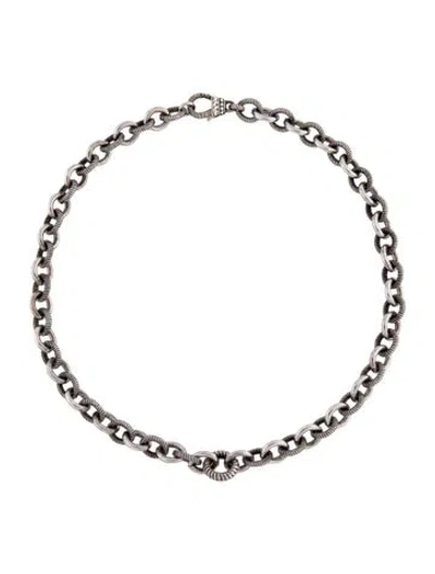 Pre-owned Judith Ripka Textured Link Chain Necklace, 19.75" In Multi