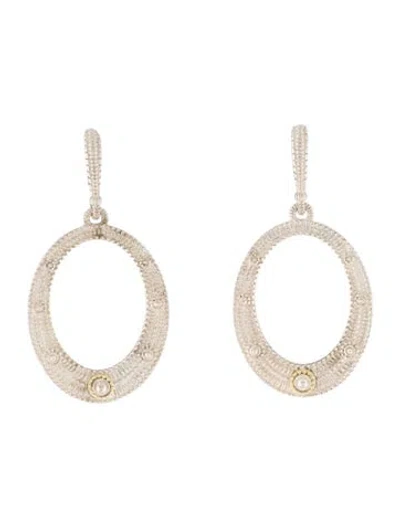 Pre-owned Judith Ripka Textured Oval Drop Earrings In Multicolor