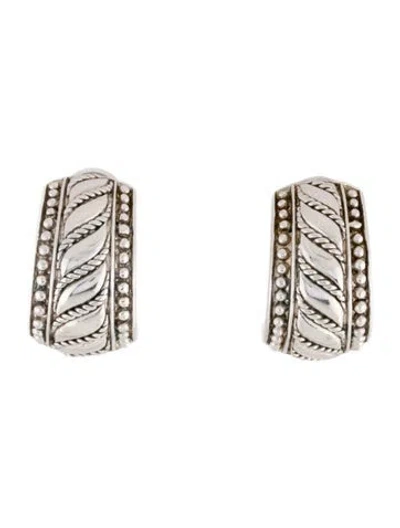 Pre-owned Judith Ripka Textured Twist Earclip Earrings In Multi