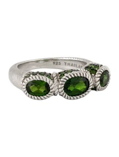 Pre-owned Judith Ripka Three-stone Diopside Cocktail Ring In Multicolor