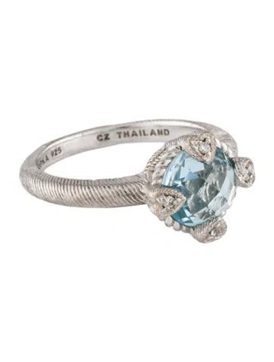 Pre-owned Judith Ripka Topaz & Cubic Zirconia Cocktail Ring In Multicolor