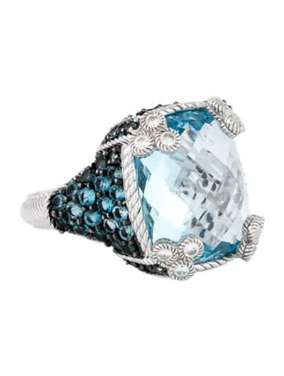 Pre-owned Judith Ripka Topaz & Cubic Zirconia Cocktail Ring In Multicolor