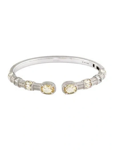 Pre-owned Judith Ripka Topaz & Cubic Zirconia Cuff, 6.5" In Multi